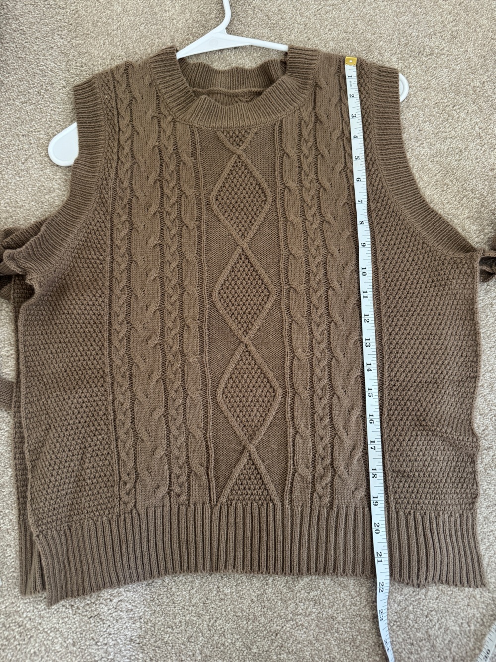 Cable Knit Sweater Vest with Side Ties - Picture 4 of 4